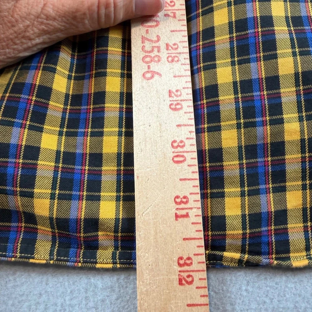 Ralph Lauren Mens XL Custom Fit Plaid Button Down Shirt Yellow Blue Black Cotton